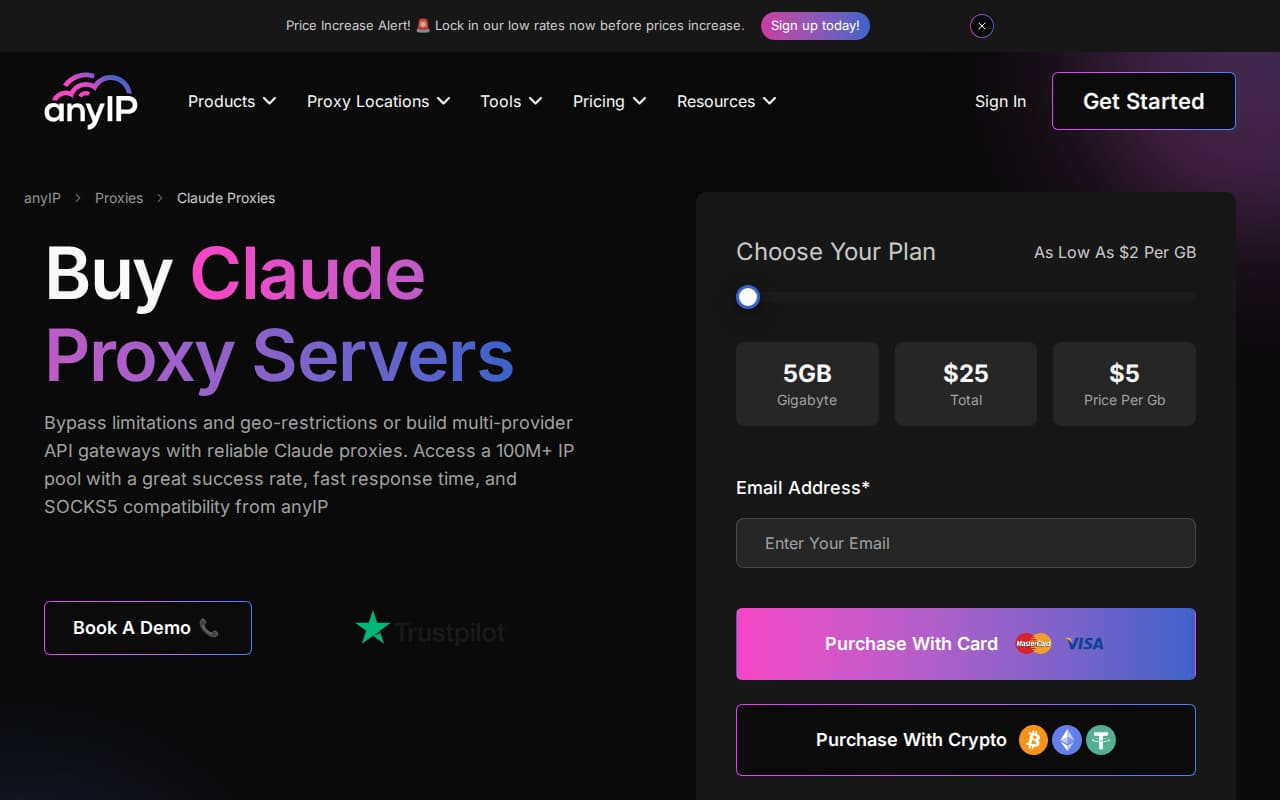 AnyIP.io locations page