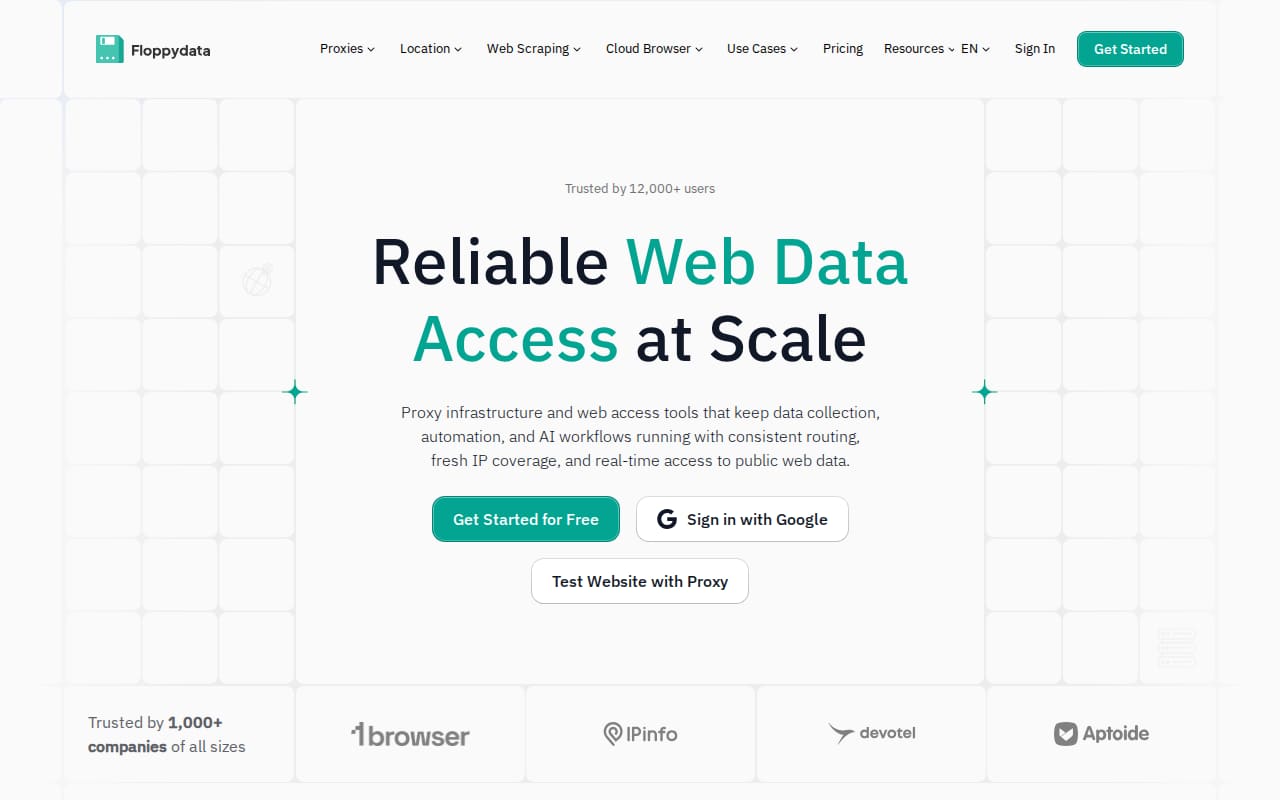 Floppydata signup page