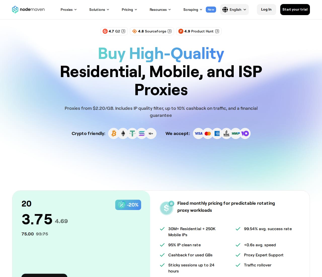 NodeMaven pricing page