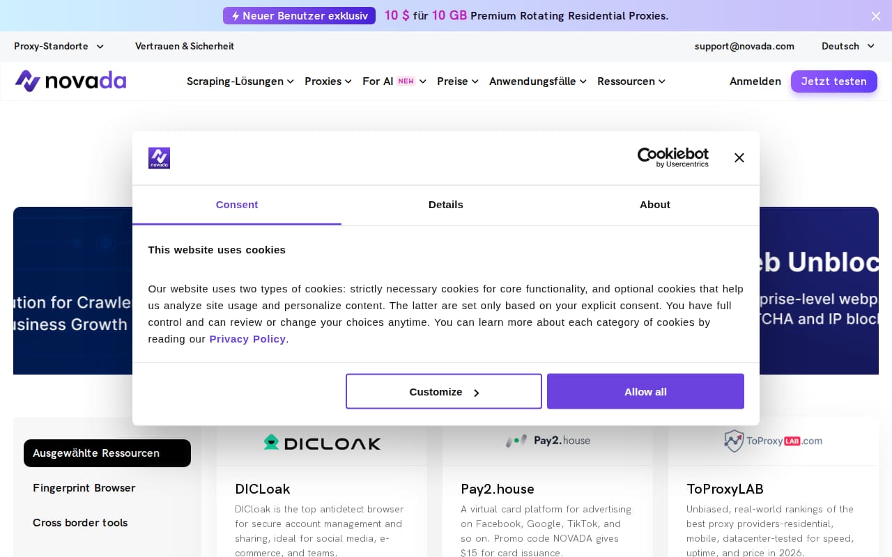 Novada integrations page