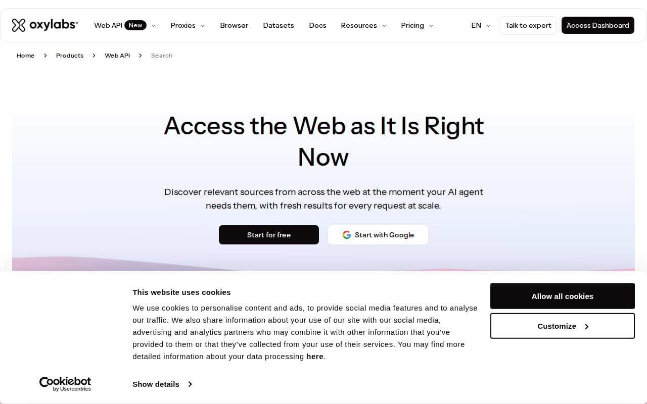 Oxylabs.io docs page