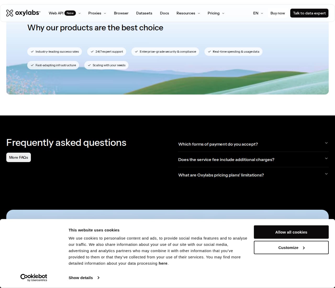 Oxylabs.io pricing page