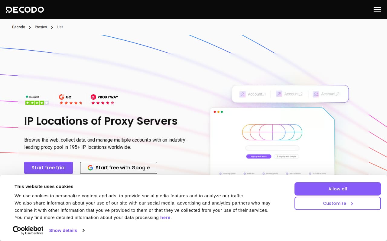 Smartproxy locations page